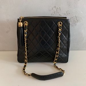 Black CHANEL Quilted Handbag (Rare shape & size)